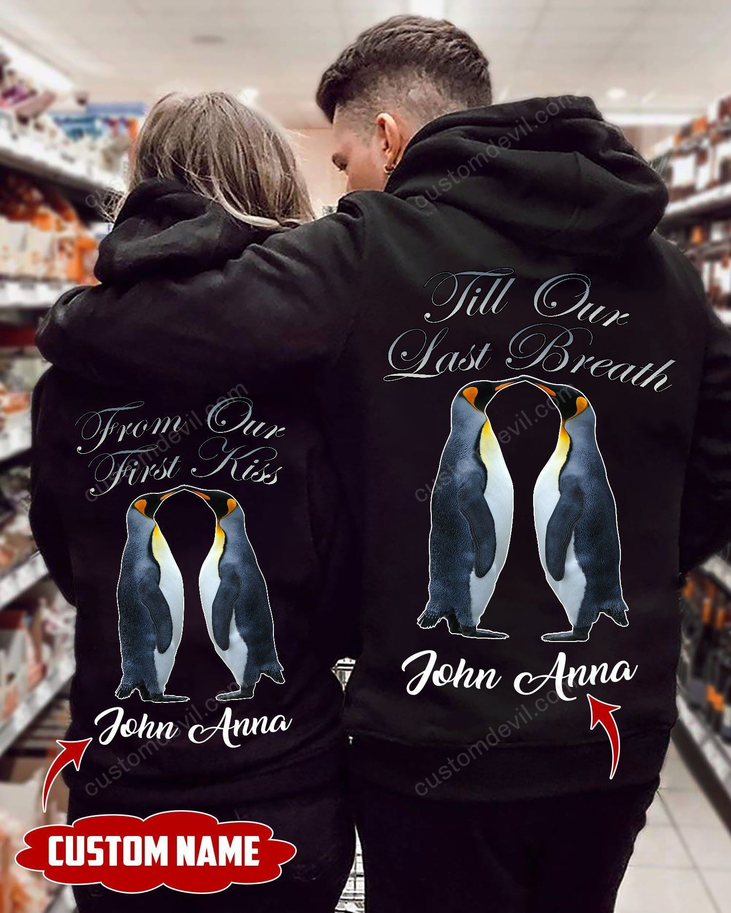 Personalized Till Our Last Breath Penhuin Couple Hoodie Nvl-2D-Couple-Penguin