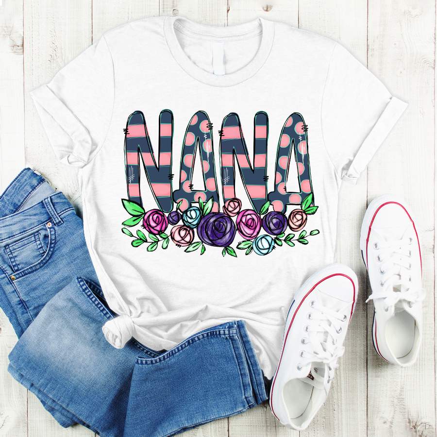 Personalized Nana Flower Art Shirt