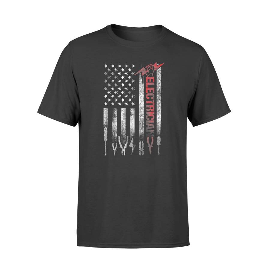 Fathers Day Patriotic Electrician American Flag T-Shirt – Standard T-shirt