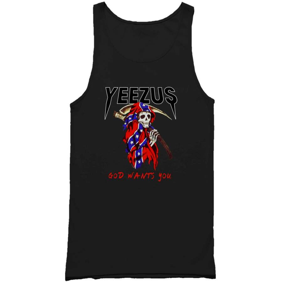 Yeezus Grim Reaper God Wants You Skull Poster Kanye West Man’s Tank Top Mens