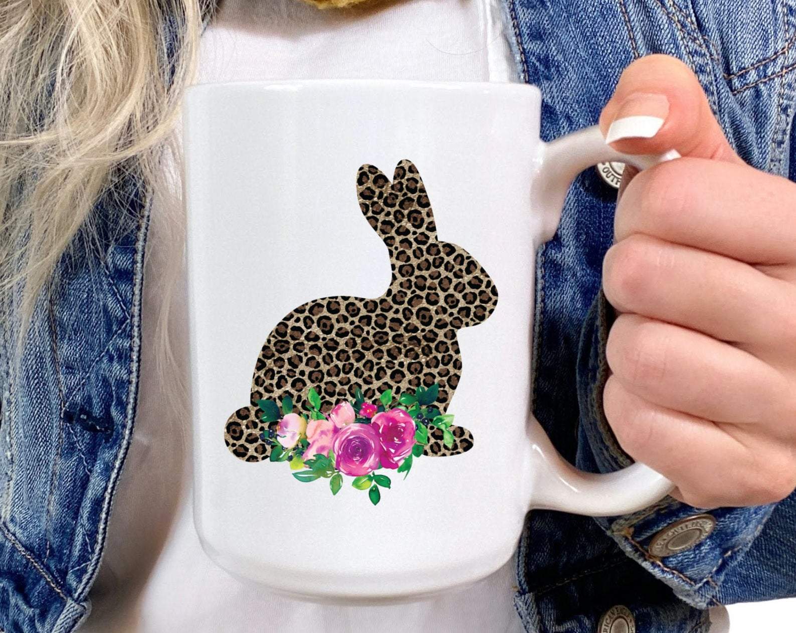 Print Bunny Leopard Spring Graduation Gift Mom Life Mug White Ceramic 11-15Oz Coffee Tea Cup