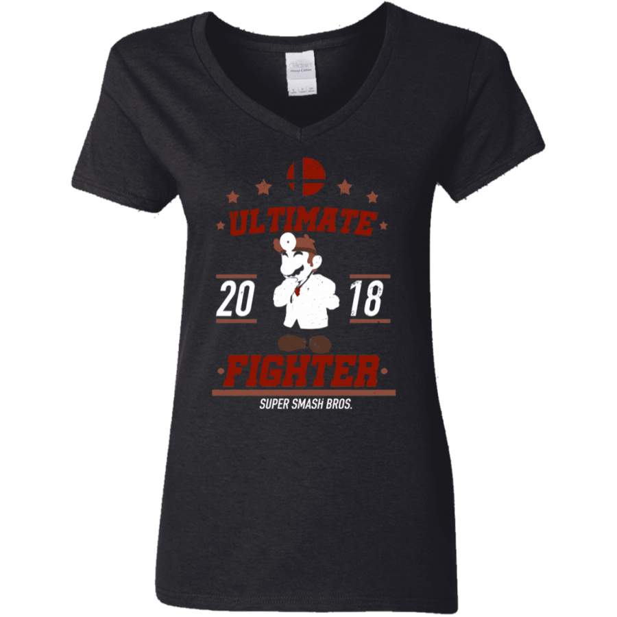 Ultimate Fighter Dr. Mario Women’s V-Neck T-Shirt