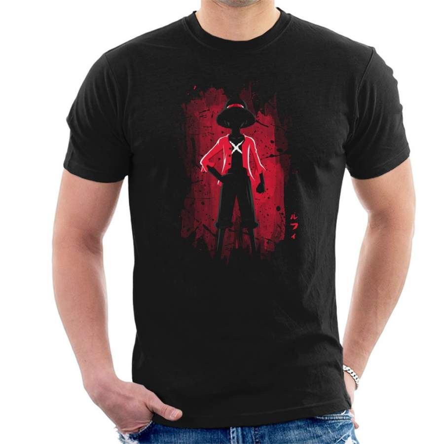 Monkey D Luffy Silhouette Red Shadow One Piece Men’s T-Shirt