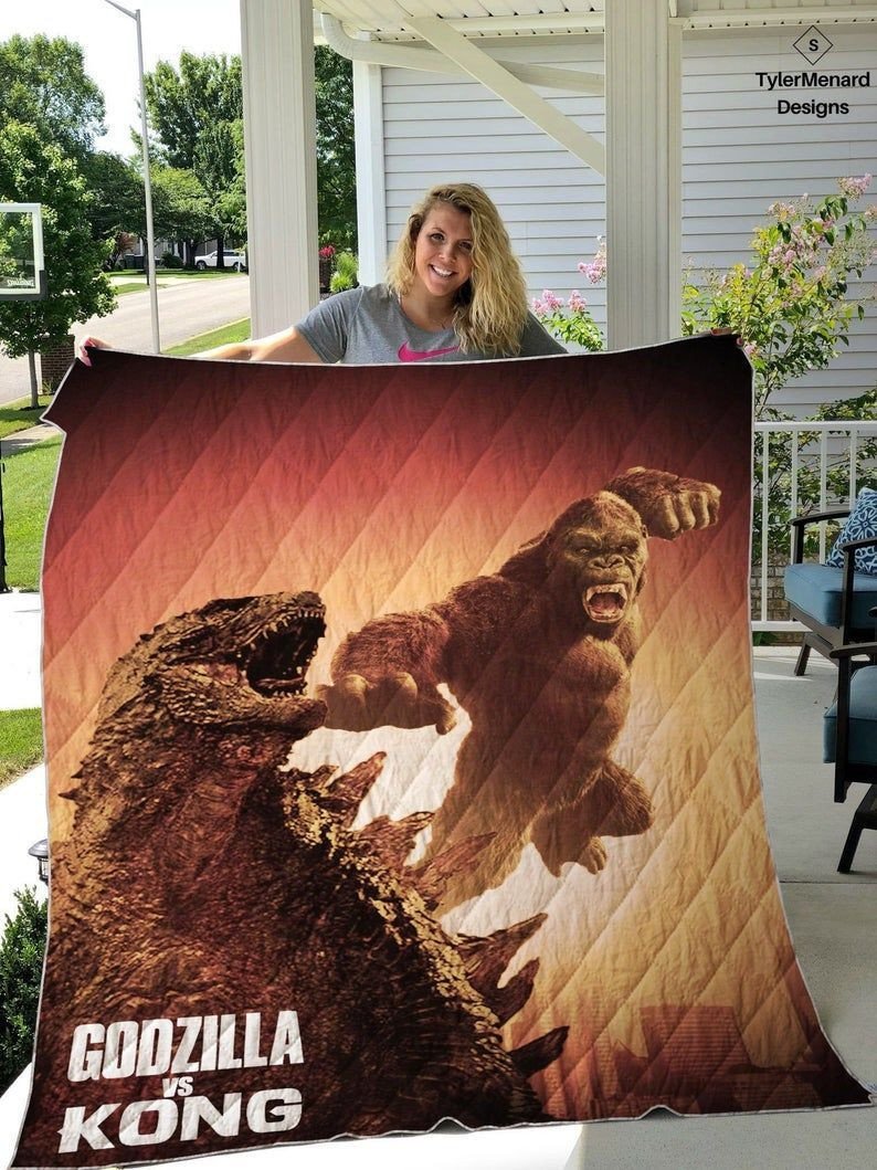 Godzilla Tv Show All Movies Cartoon Posters Godzilla Vs Kong Gift Idea For Fan Quilt Blanket