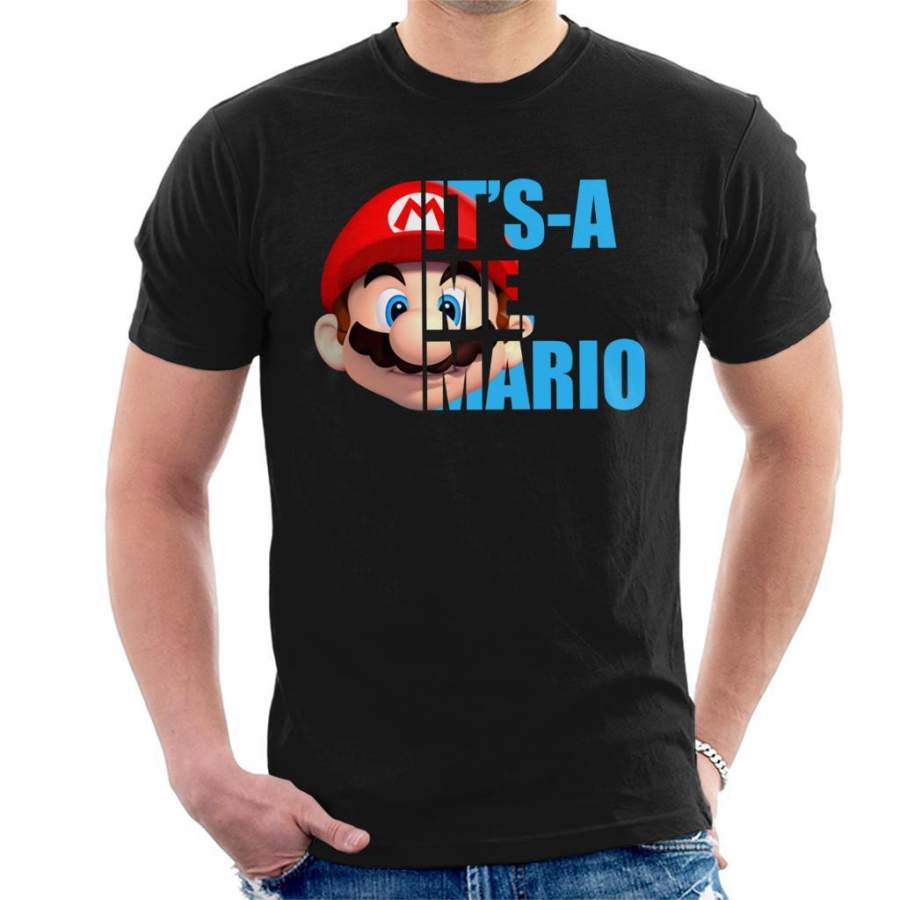 Super Mario Half Head Text Men’s T-Shirt