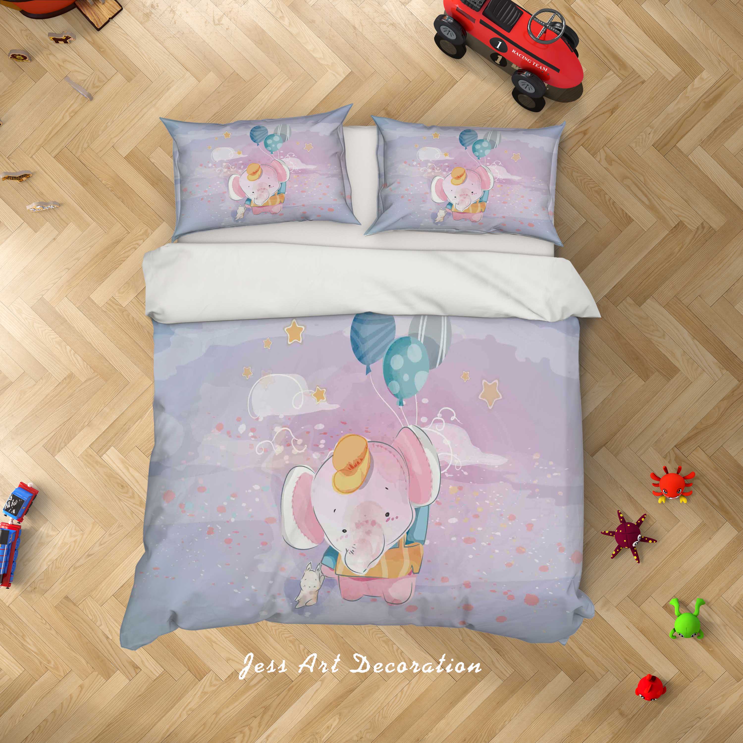 3D Balloon Elephant Quilt Cover Set Bedding Set Duvet Cover Pillowcases Sf87