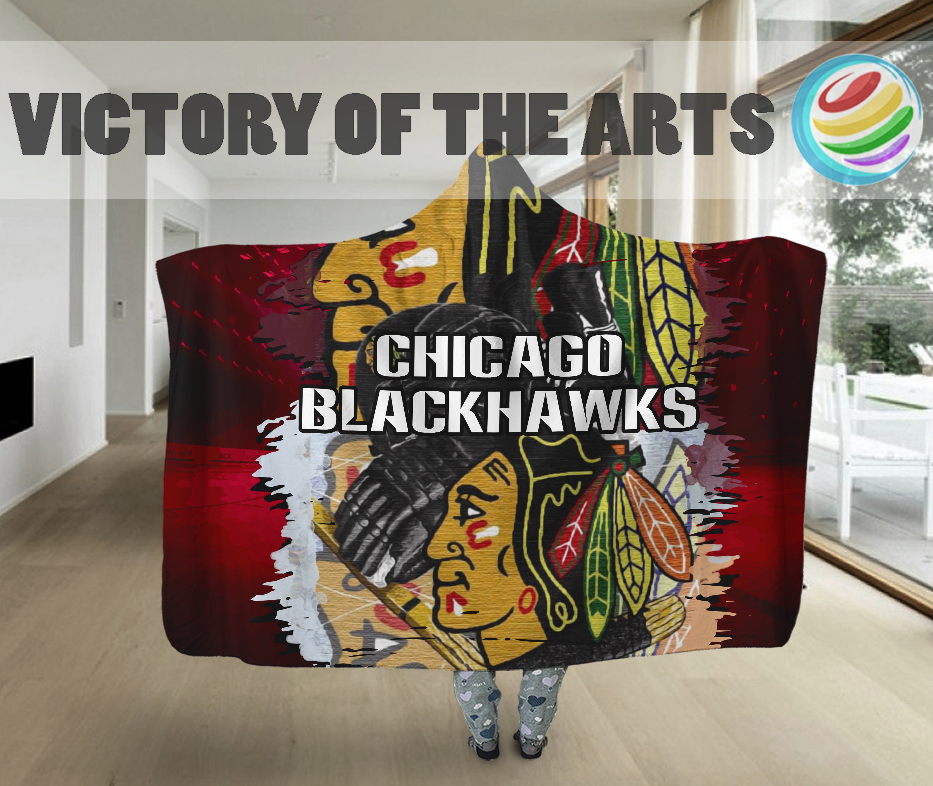 Chicago Blackhawks Home Gift For Fan 3D Full Printing Hooded Blanket 8153