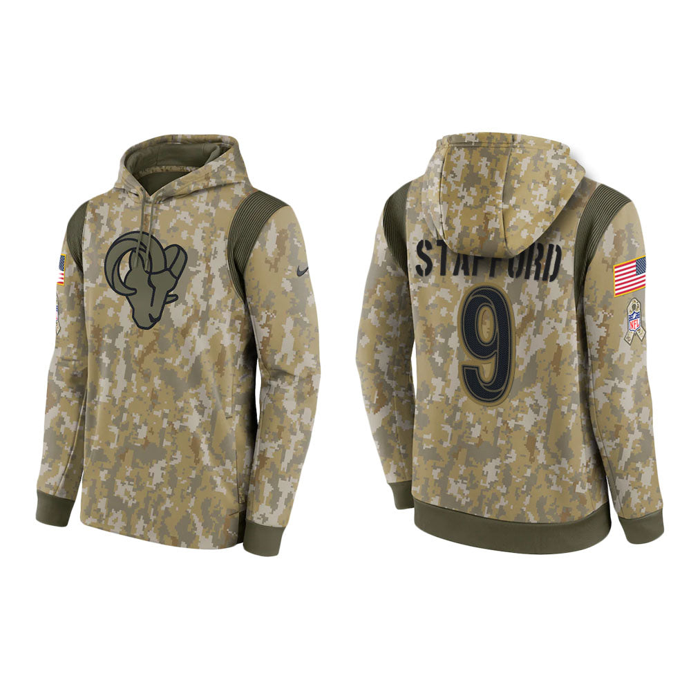 Matthew Stafford Los Angeles Rams Camo 2021 Salute To Service Veterans Day Therma Pullover Hoodie