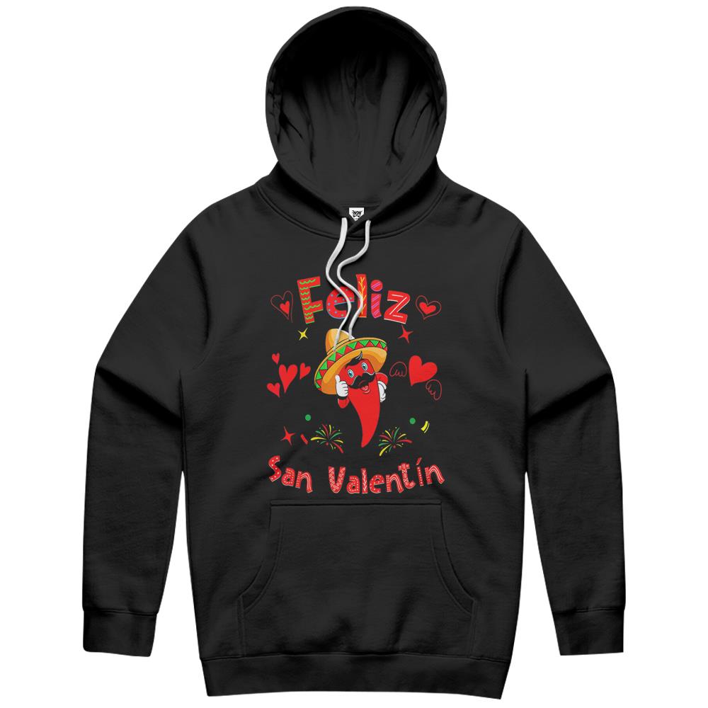 Feliz San Valentín Mexican Fiesta Hot Pepper Valentines Day Hoodie