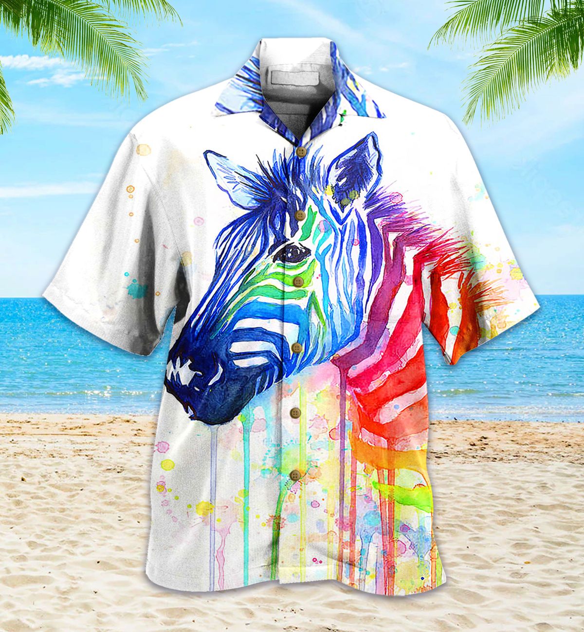 Rainbow Zebra Colorful Hawaii Shirt 2 Ha106981