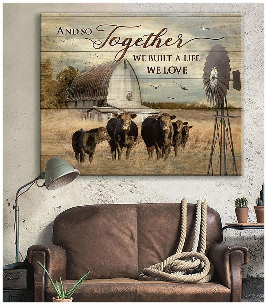 Cow We Built A Life We Love Canvas And Poster, Canvas Painting, Wall Decor Visual Art