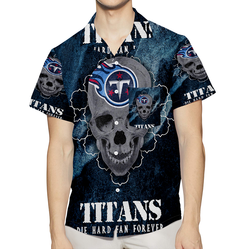 Tennessee Titans Skull V17 3D All Over Print Summer Beach Hawaiian Shirt With Pocket