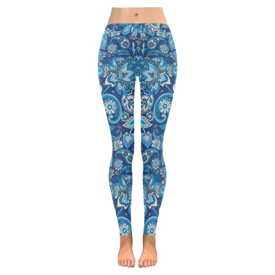 Blue Paisley Leggings for Women S-5XL Plus Size