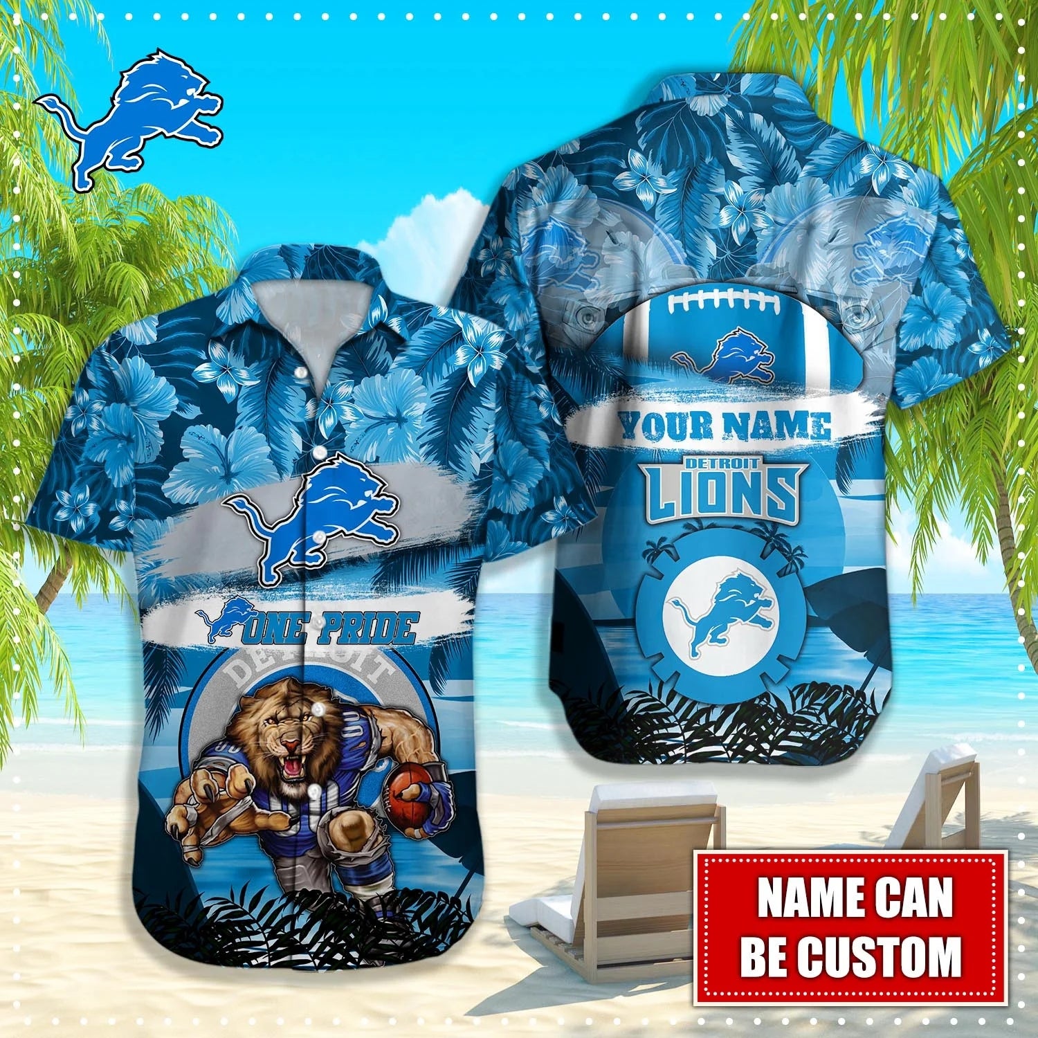 Personalized Detroit Lions Hawaiian Shirt Mascot