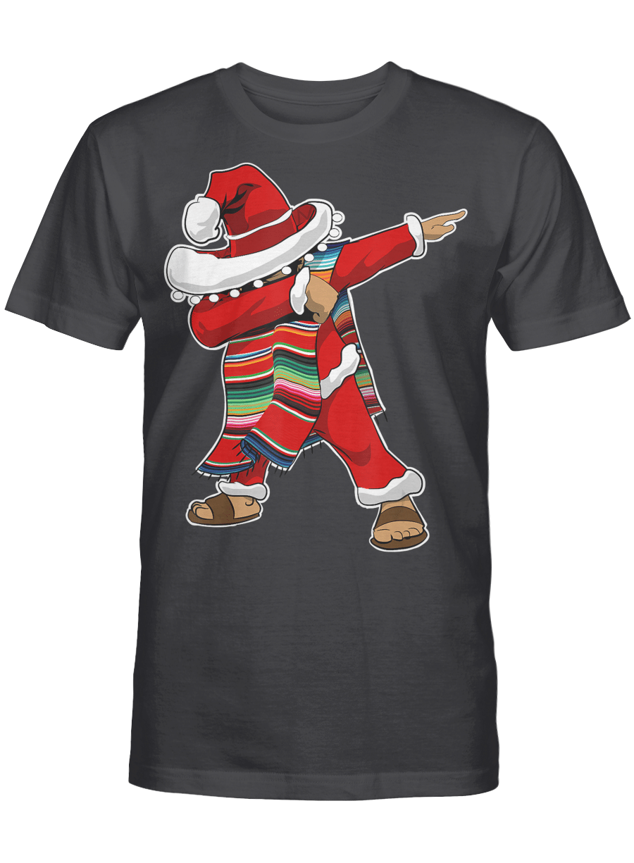 AmazeStyleZ Santa’s Reindeer, Ugly Christmas Sweater, Christmas Gift Ideas, Christmas Sombrero Dabbing Mexican Serape Poncho Santa T-Shirt