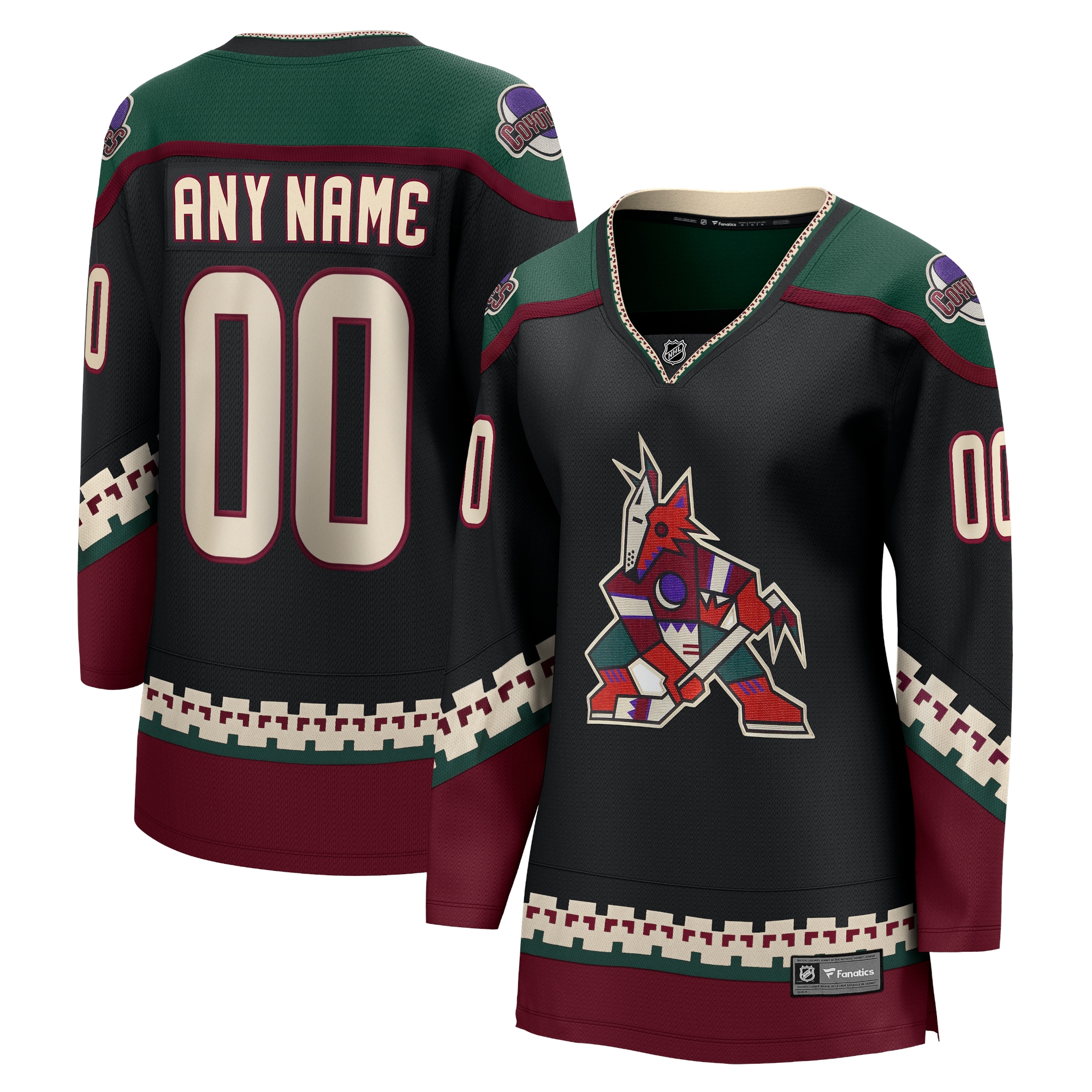 Arizona Coyotes Branded Women's Home Breakaway Custom Jersey – Black