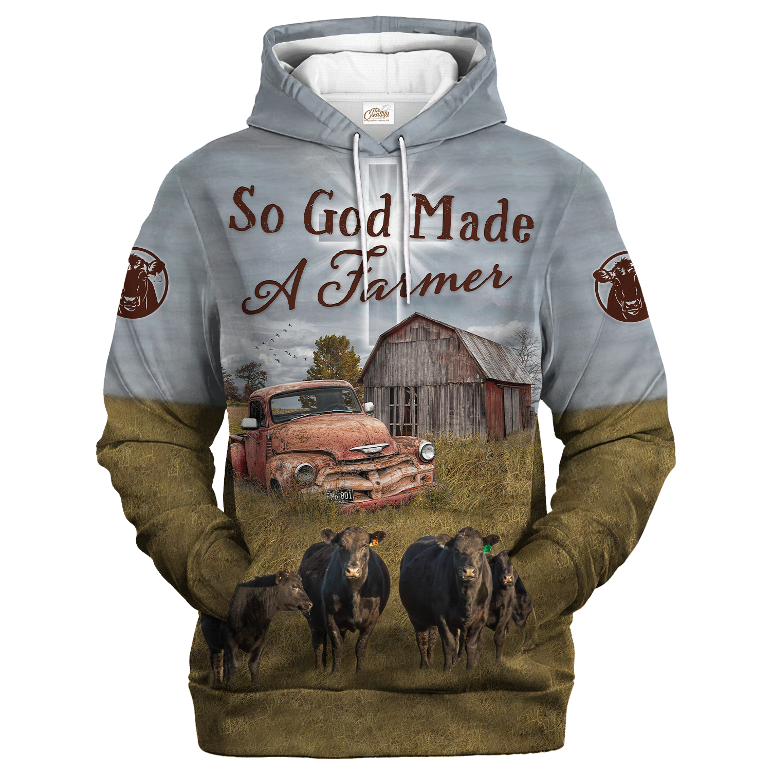 3D Full Print Black Angus Hoodie For Adults, So God Made A Farmer Hoodie