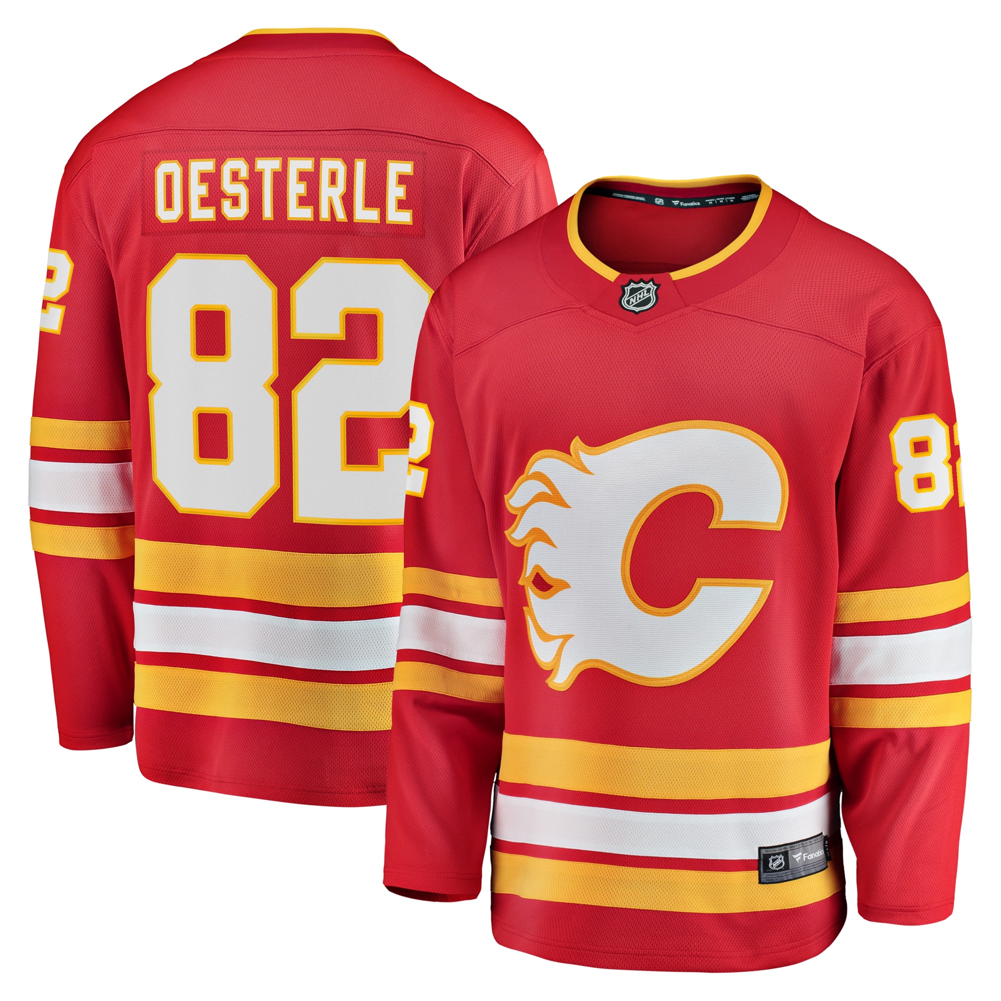 Jordan Oesterle Calgary Flames Branded Home Breakaway Jersey – Red