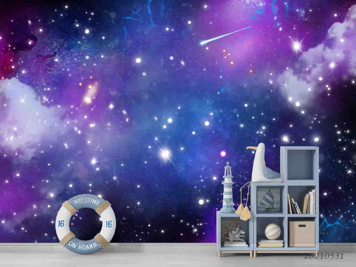 3D Abstract Pastel Space Nebula Starry Magical Wall Mural Wallpaper Sww750