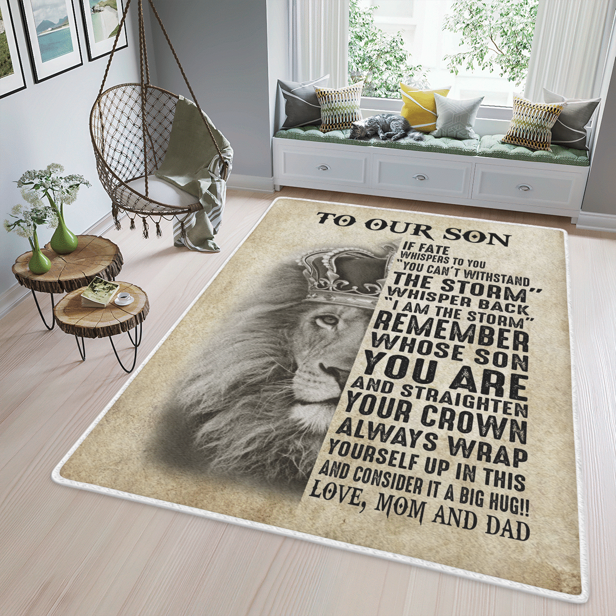 Wooni To Our Son, Lion Area Rug, Rectangle Rug Wn070322234