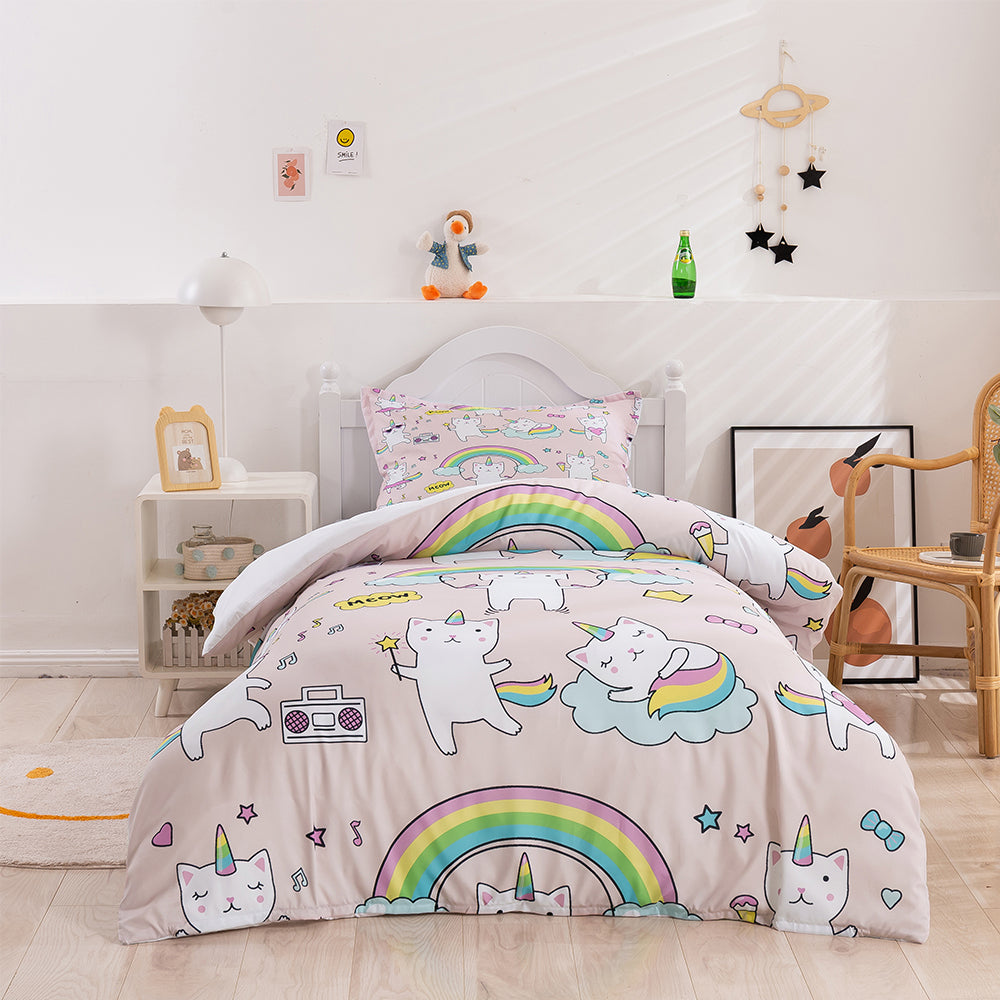 3D Cartoon Animal Unicorn Rainbow Quilt Cover Set Bedding Set Duvet Cover Pillowcases 398