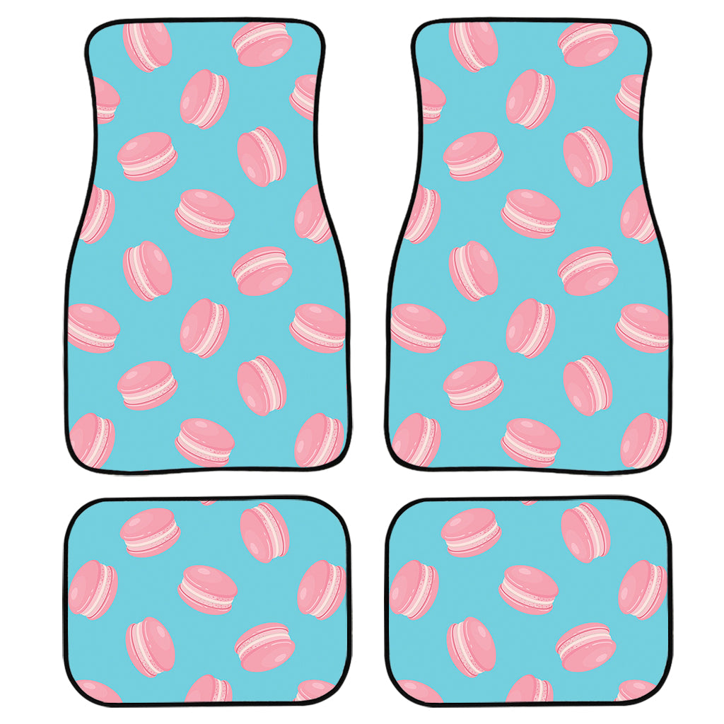 Pink Macaron Pattern Print Front And Back Car Floor Mats, Front Car Mat