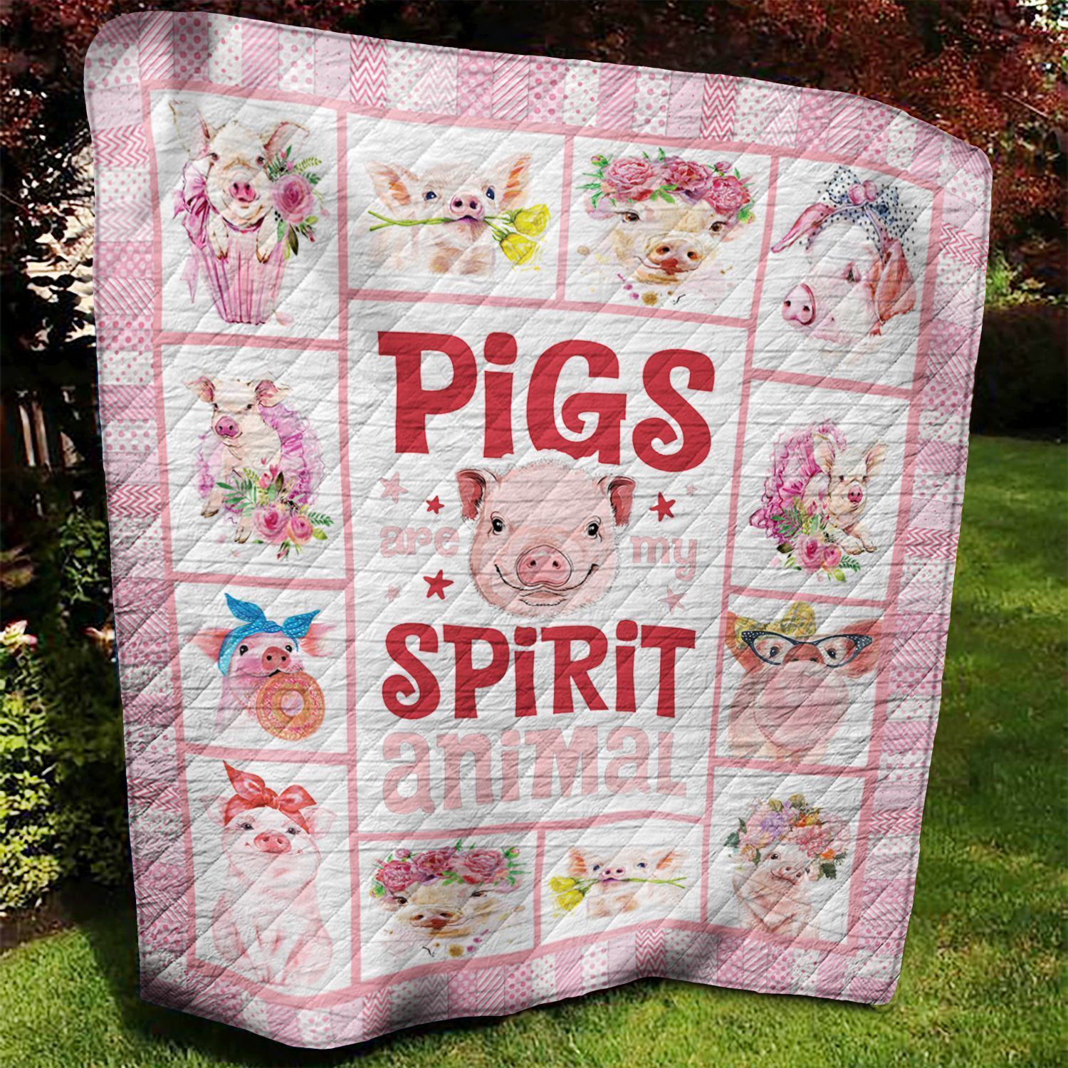 Pigs Are My Spirit Animal Quilt Blanket Great Customized Blanket Gifts For Birthday Christmas Thanksgiving