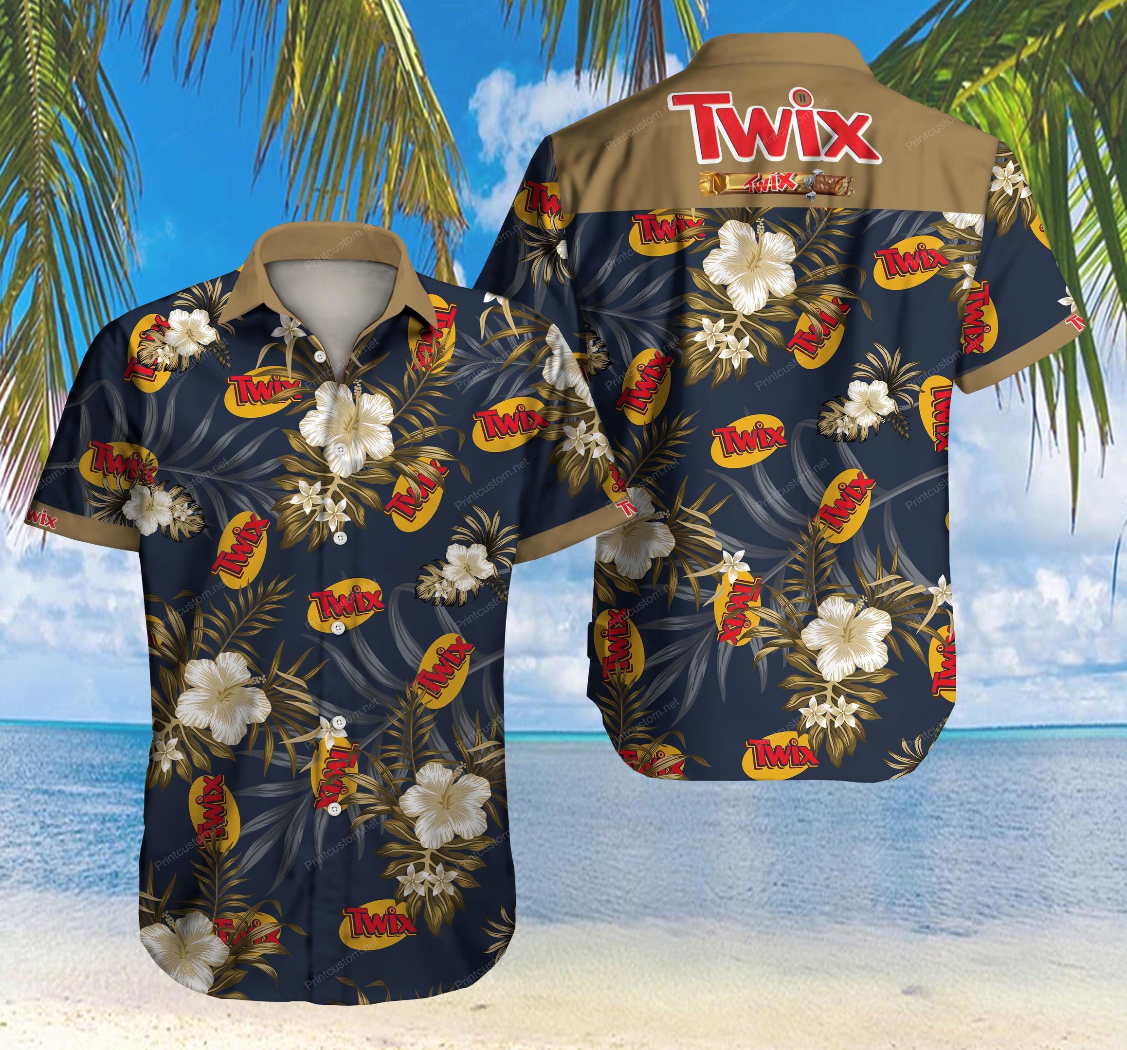 Twix Hawaiian Shirt Summer Button Up For Men Beach Wear Short Sleeve Hawaiian Ha75971