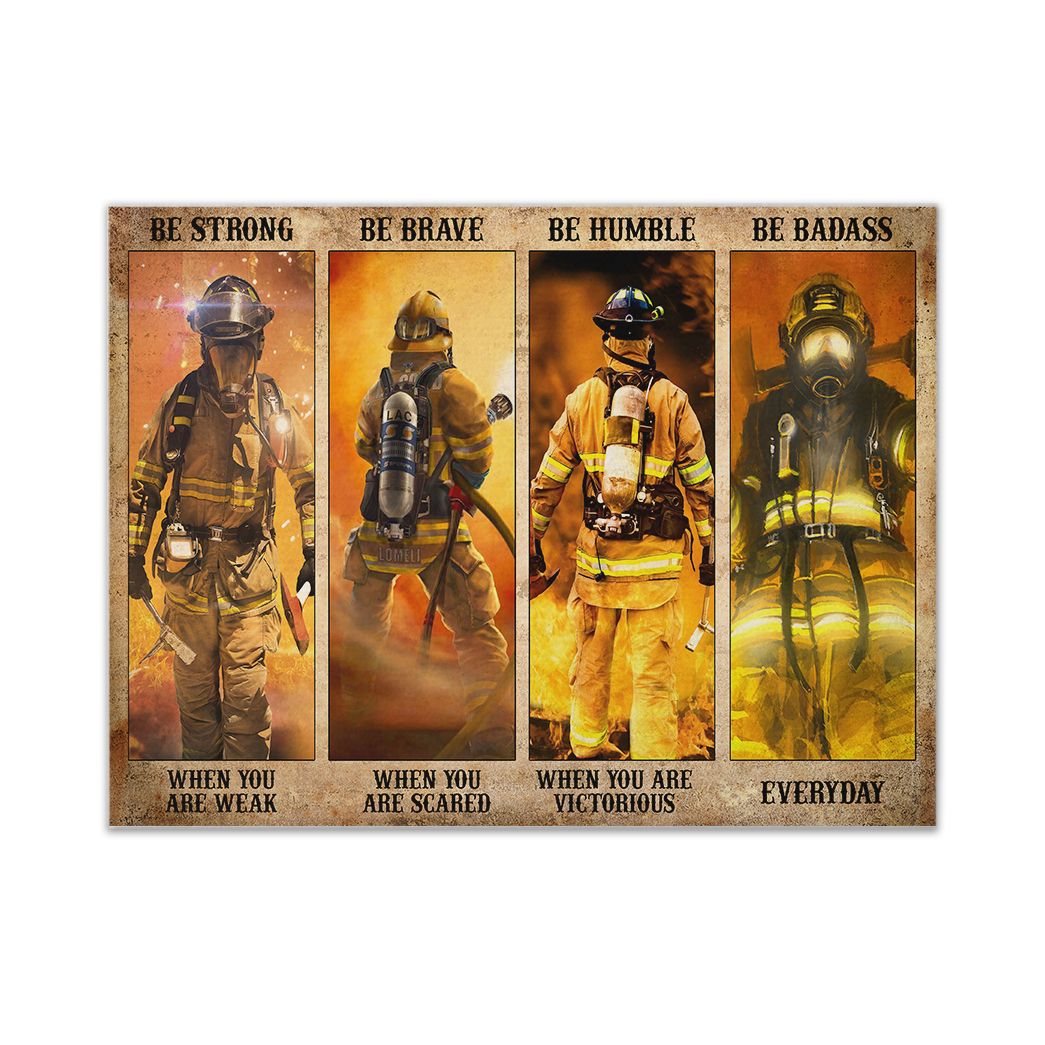 Casespring 3D Firefighter Be Strong Be Brave Be Humble Be Badass Custom Canvas