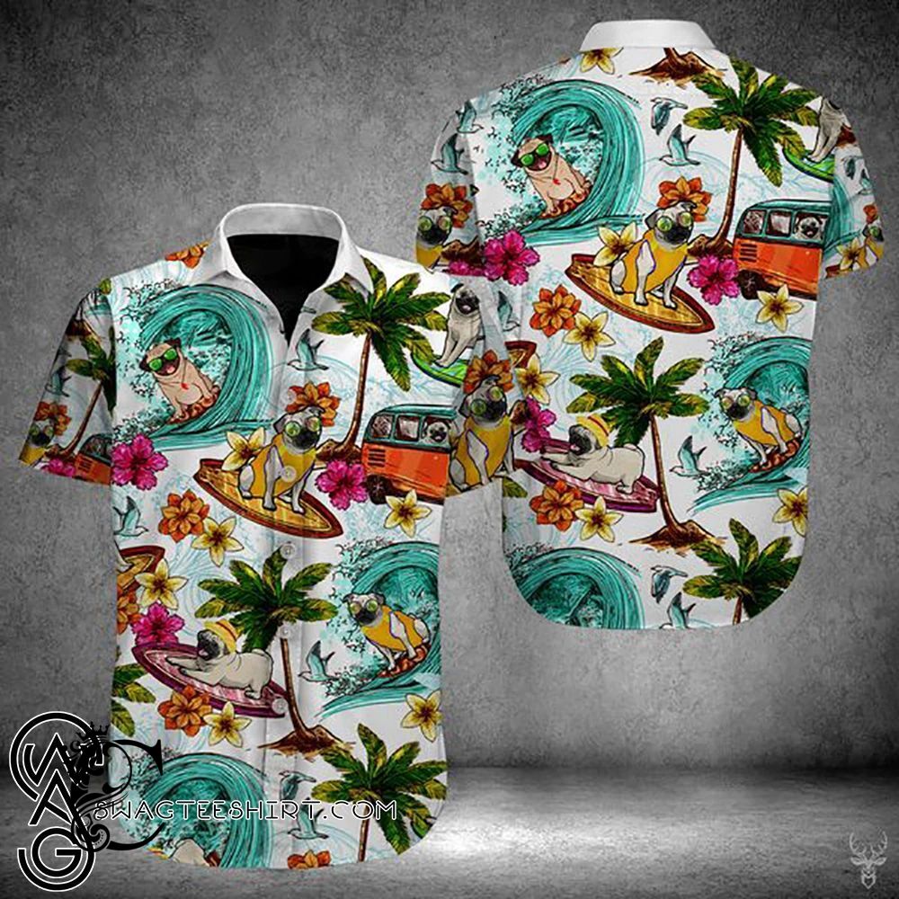 Beach Shirt Beach Hawaii Pugs Hawaiian Shirt- Chillicothemall