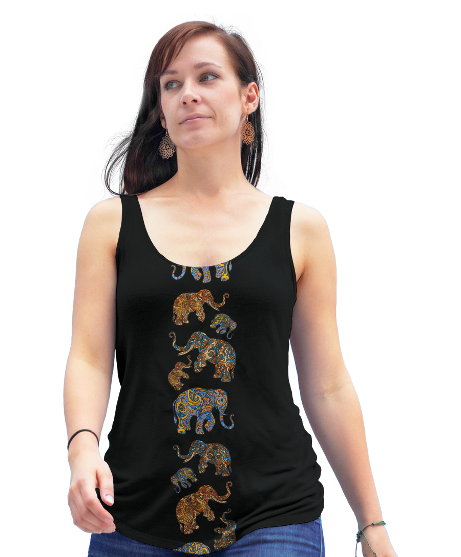 Elephant Zentangle Racerback Tank Top