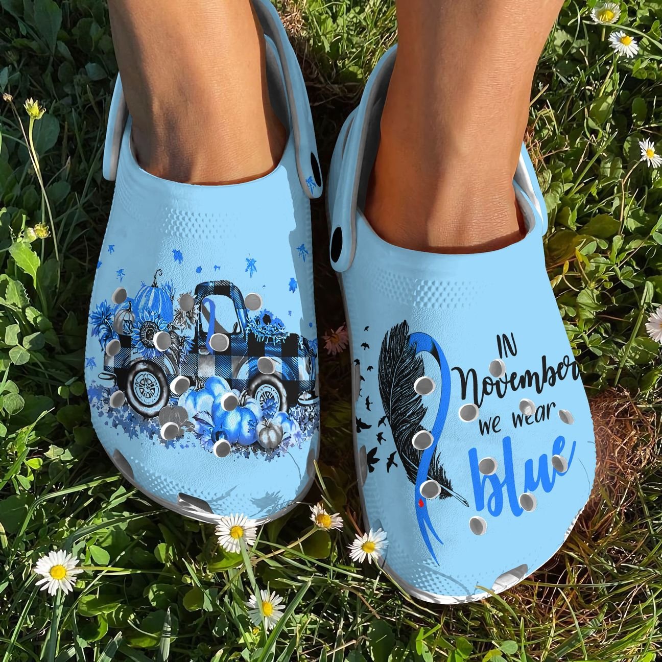 Diabetes Personalized Clog, Custom Name, Text, Color, Number Fashion Style For Women, Men, Kid, Print 3D In November We Wear Blue