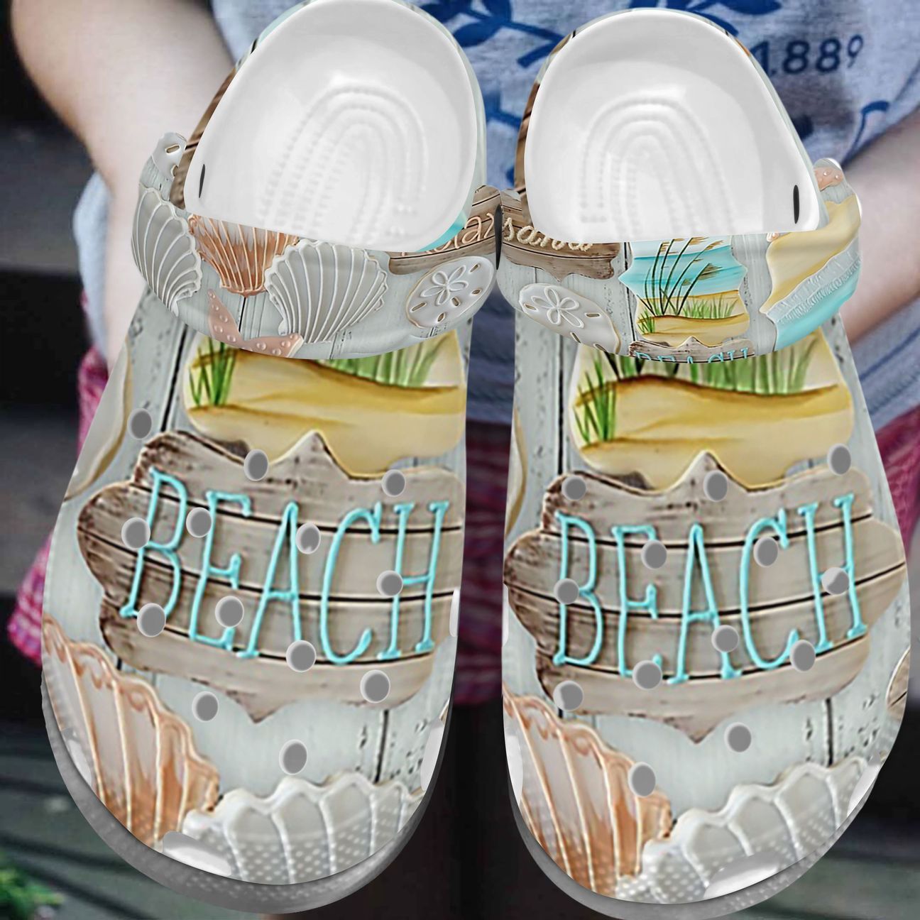 Beach Personalize Clog, Custom Name, Text, Fashion Style For Women, Men, Kid, Print 3D Sand Beach Relax