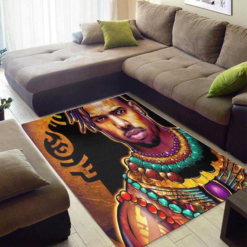 Trendy African Rug Cute Natural Hair Melanin Vintage Black King African Large Carpet African Living Room Decor WBG4054