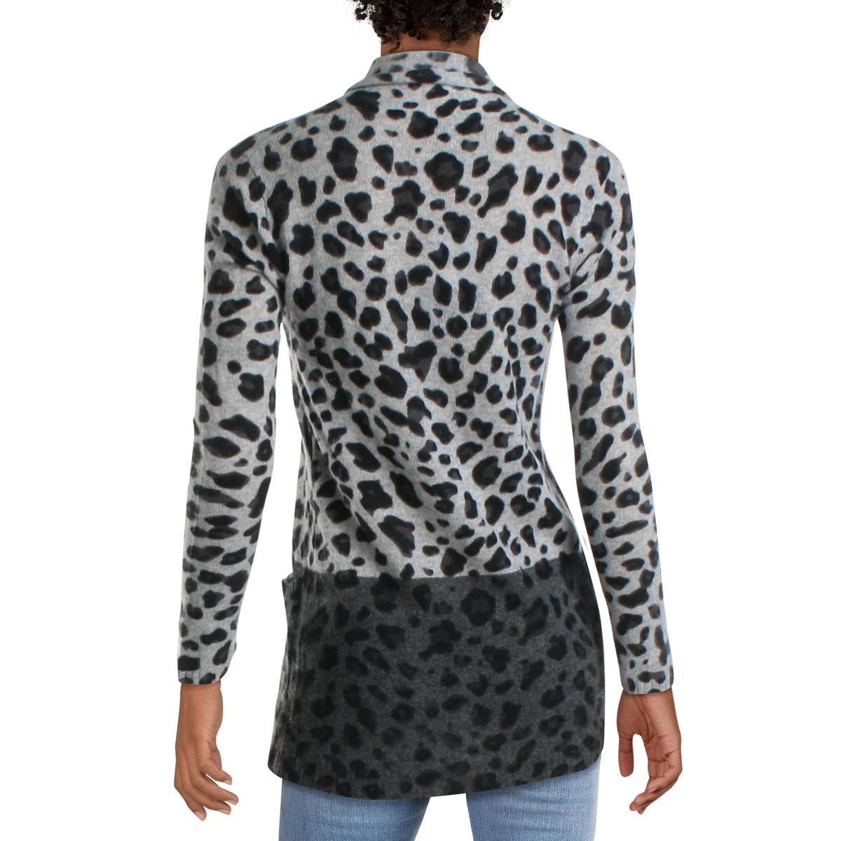 Womens Cashmere Animal Print Cardigan Sweater