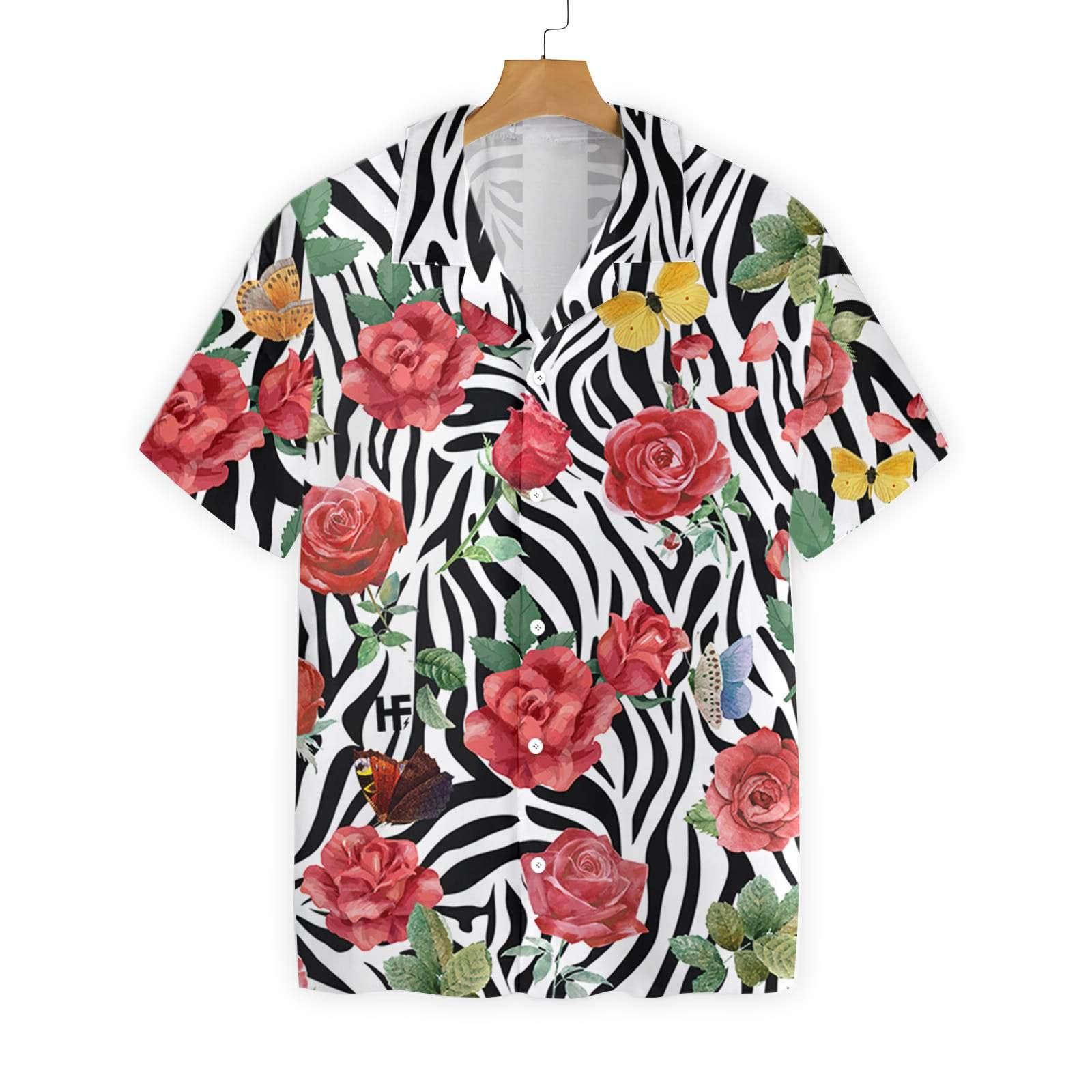 Rose Zebra Watercolor Painting Art 0607 Hawaii Shirt Ha104714