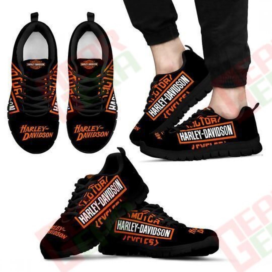 Harley Davidson Sneakers Mens Womens Motorcycle Lovers Custom Print Footwear Casual Riding Shoes GE944