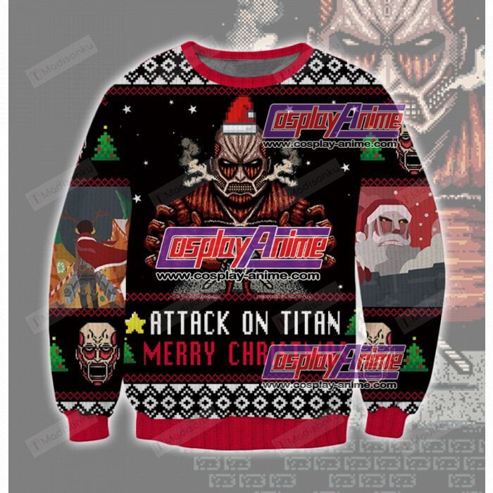 Attack On Titan Merry Christmas Colossal Claus Ugly Christmas Sweater, All Over Print Sweatshirt