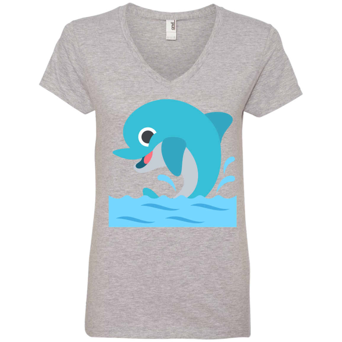 Dolphin Emoji Ladies’ V-Neck T-Shirt