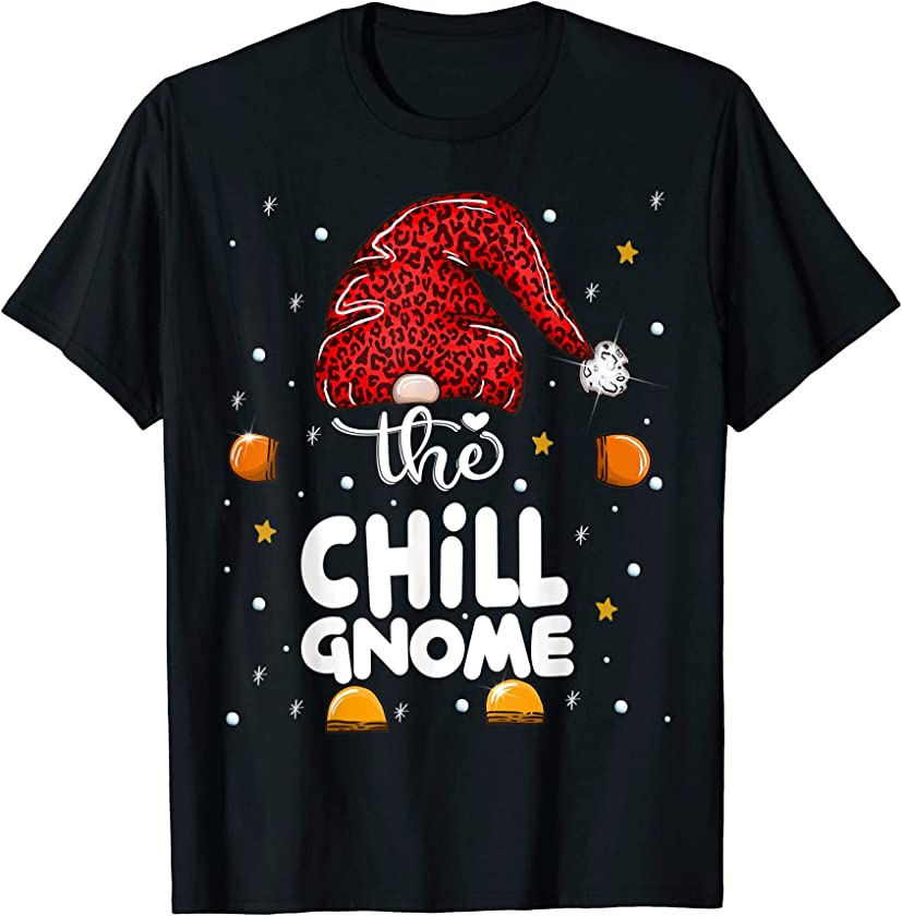 Chill Gnome Leopard Family Matching Christmas Party Pajama T-Shirt