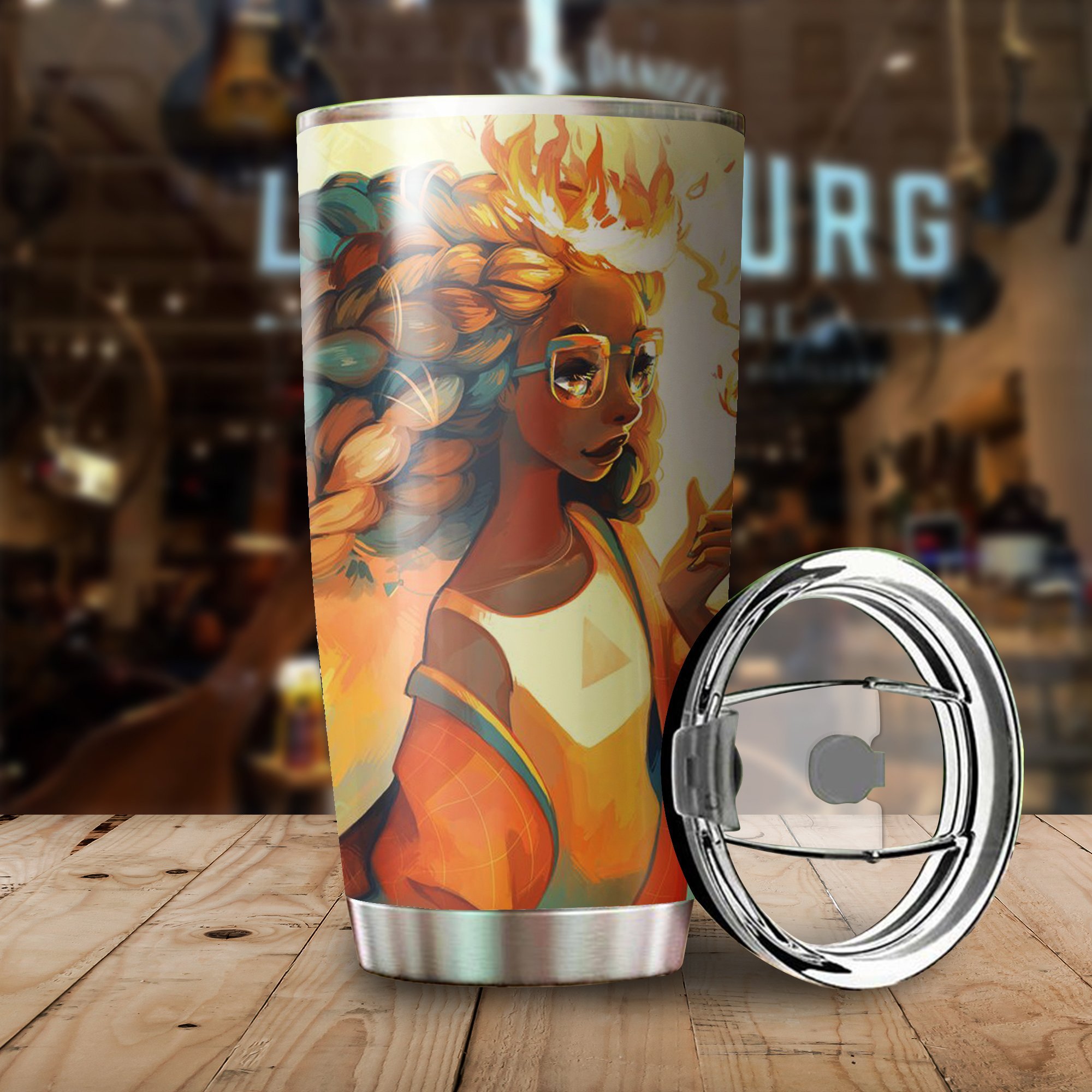 Black Girl With Fire Crown Stainless Steel Insulated Tumbler