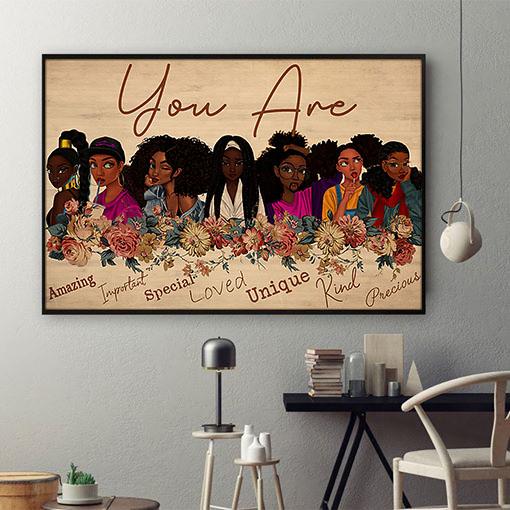 Black African Custom Canvas Vintage Brown Skin Canvas Afro Girl Black Man Living Room Wall Glamorous Wall Art Home Decor