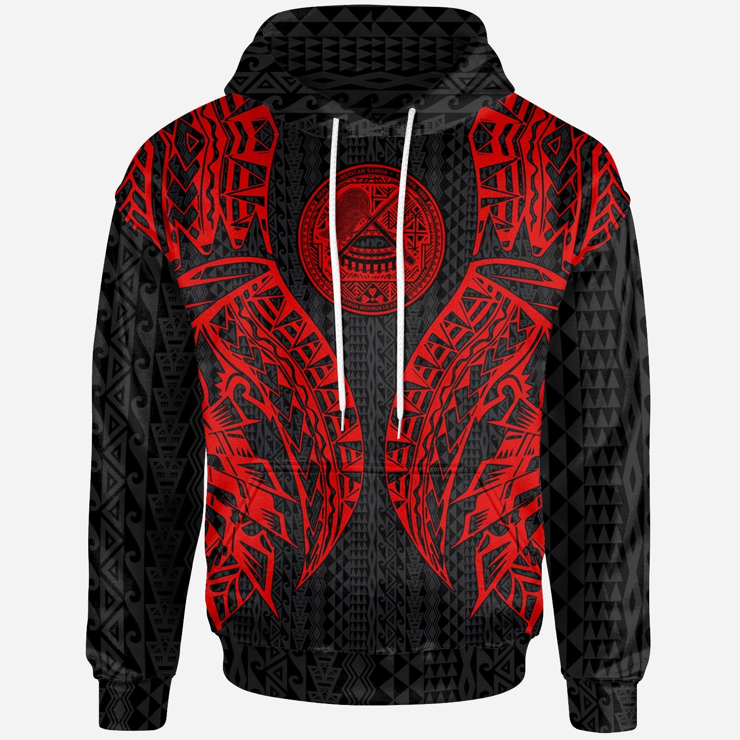 American Samoa Hoodie – Polynesian Lion Head Red Style