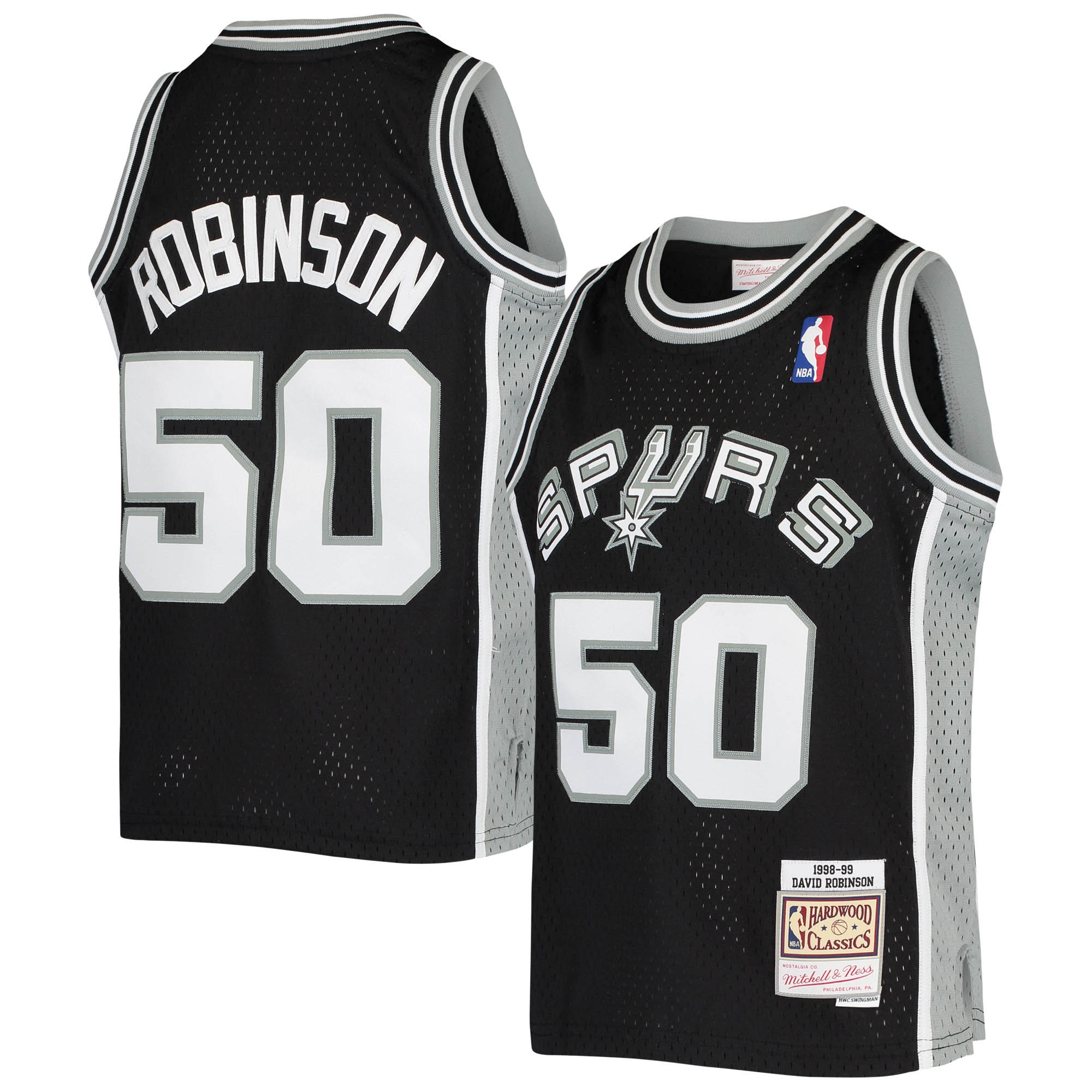 Youth Mitchell & Ness David Robinson Black San Antonio Spurs 1998-99 Hardwood Classics Swingman Throwback Jersey