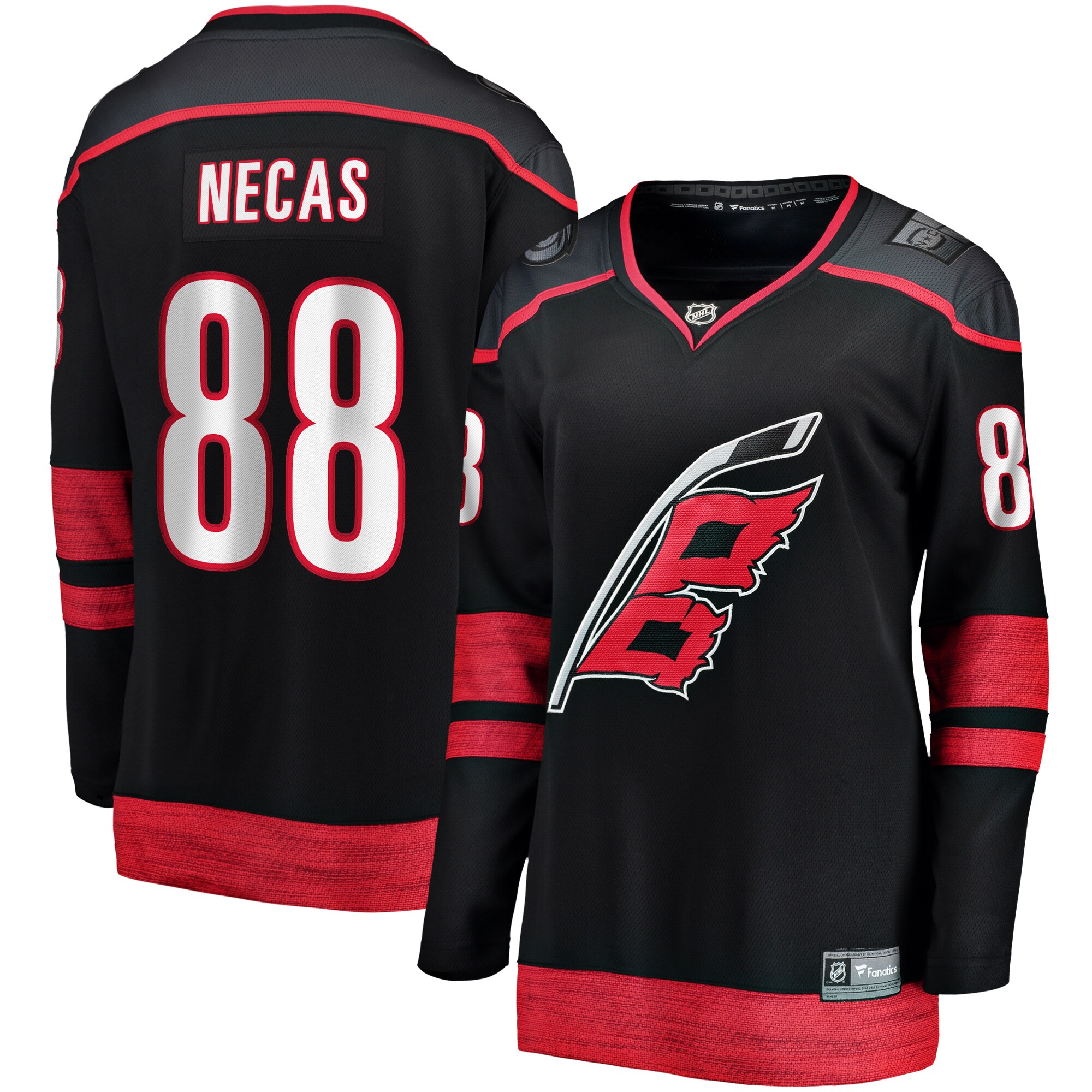 Martin Necas Carolina Hurricanes Branded Women's Home Breakaway Player Jersey – Black