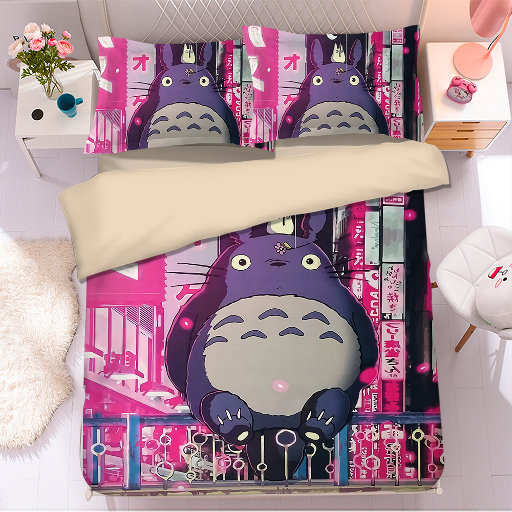 3D Popular Anime Totoro Bedding Set Comforter Bedding Sets Cute Duvet Covers Bedclothes Bed For Cartoon Bedding Sets Animood Collections