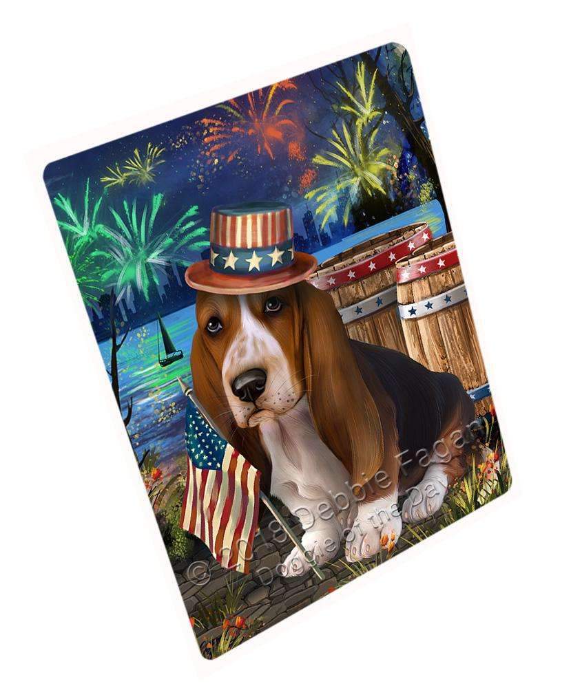 4Th Of July Independence Day Fireworks Basset Hound Dog At The Lake Blanket Blnkt74316