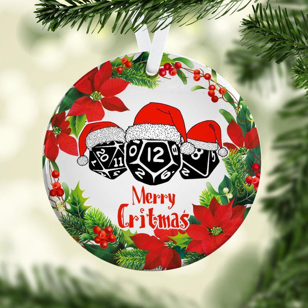 Merry Critmas Ceramic Ornament Christmas Ornament Christmas Gift Ideas Circle Ornament