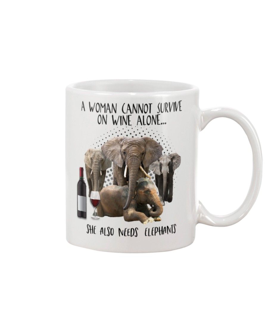 Elephants wine she needs Mug White 11Oz