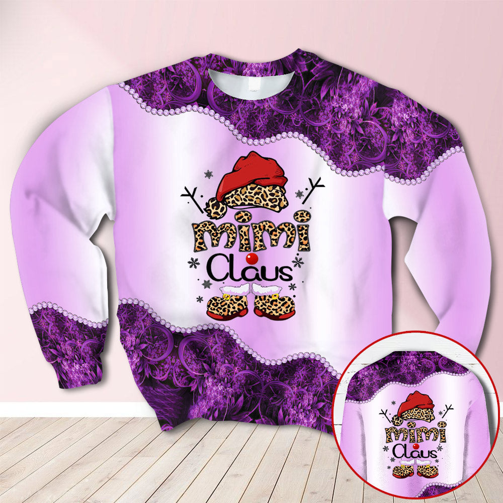 Personalized Mimi Claus Christmas Purple All Over Print Shirts, 3D Hoodie, Sweatshirt, Shirt And Polo For Grandma Hn98 Trhn